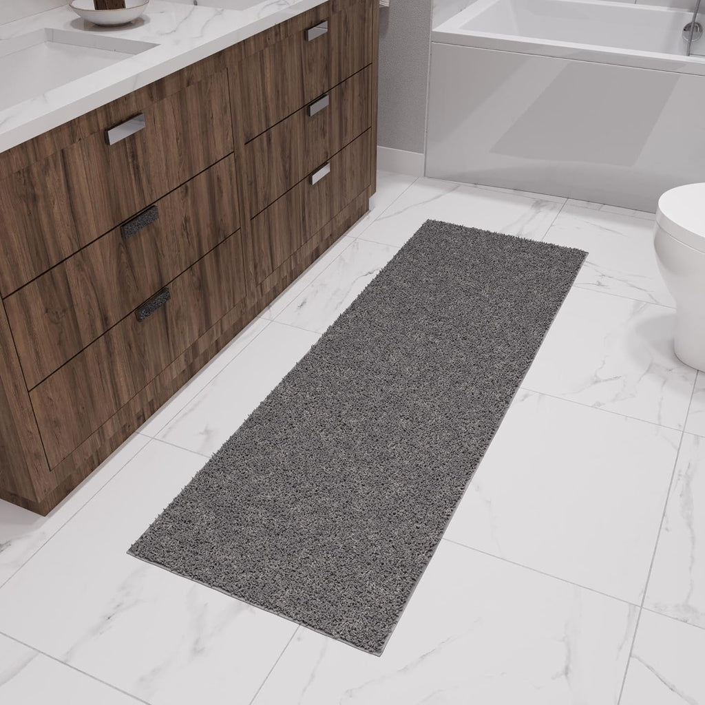 2' X 6' Shaggy Runner Rug - Plush & Cozy Non-Slip Carpet for Bedroom, Living Room, Bathroom & Entryway - Durable & High-Traffic Friendly for Hallways & Dorms, Gray