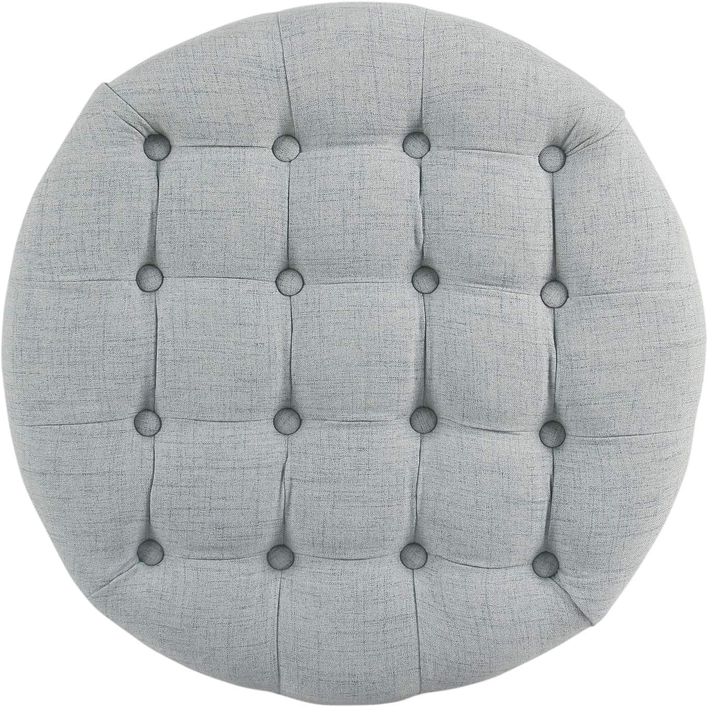 Home Decor | Button Tufted Woven round Storage Ottoman | Ottoman with Storage for Living Room & Bedroom (Light Blue)