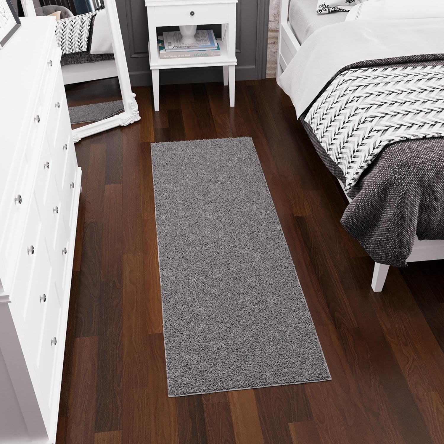 2' X 6' Shaggy Runner Rug - Plush & Cozy Non-Slip Carpet for Bedroom, Living Room, Bathroom & Entryway - Durable & High-Traffic Friendly for Hallways & Dorms, Gray