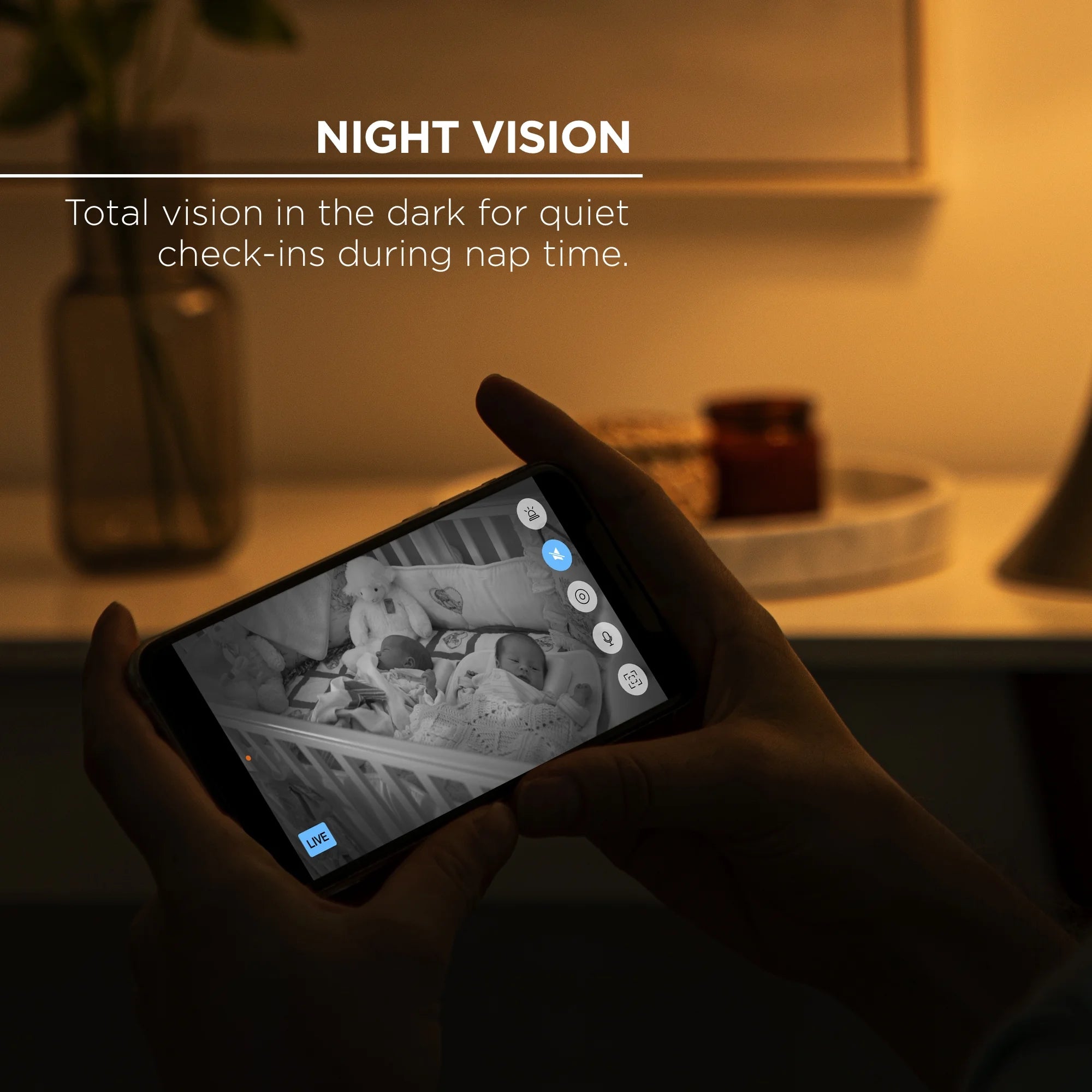 Indoor Camera 1080P - Wi-Fi Security Cam with Night Vision, White (1-Pack)