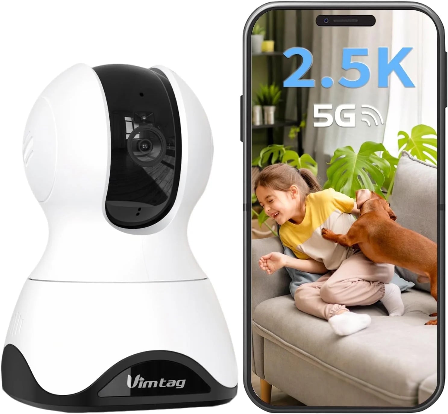 2.5K Pet Camera 5G&2.4G Wifi Dog/Cat/Nanny Cam & Baby Monitor, 360° Indoor Camera for Home Security with Phone App & Speaker, Motion Tracking, Free AI Detection, Night Vision, Sd/Cloud Storage