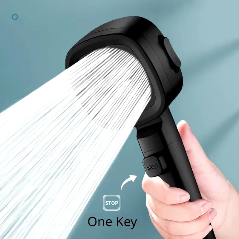 High Pressure Shower Head Water Saving 3-Modes Shower Heads Adjustable Water Massage Sprayer Home Bathroom Accessories