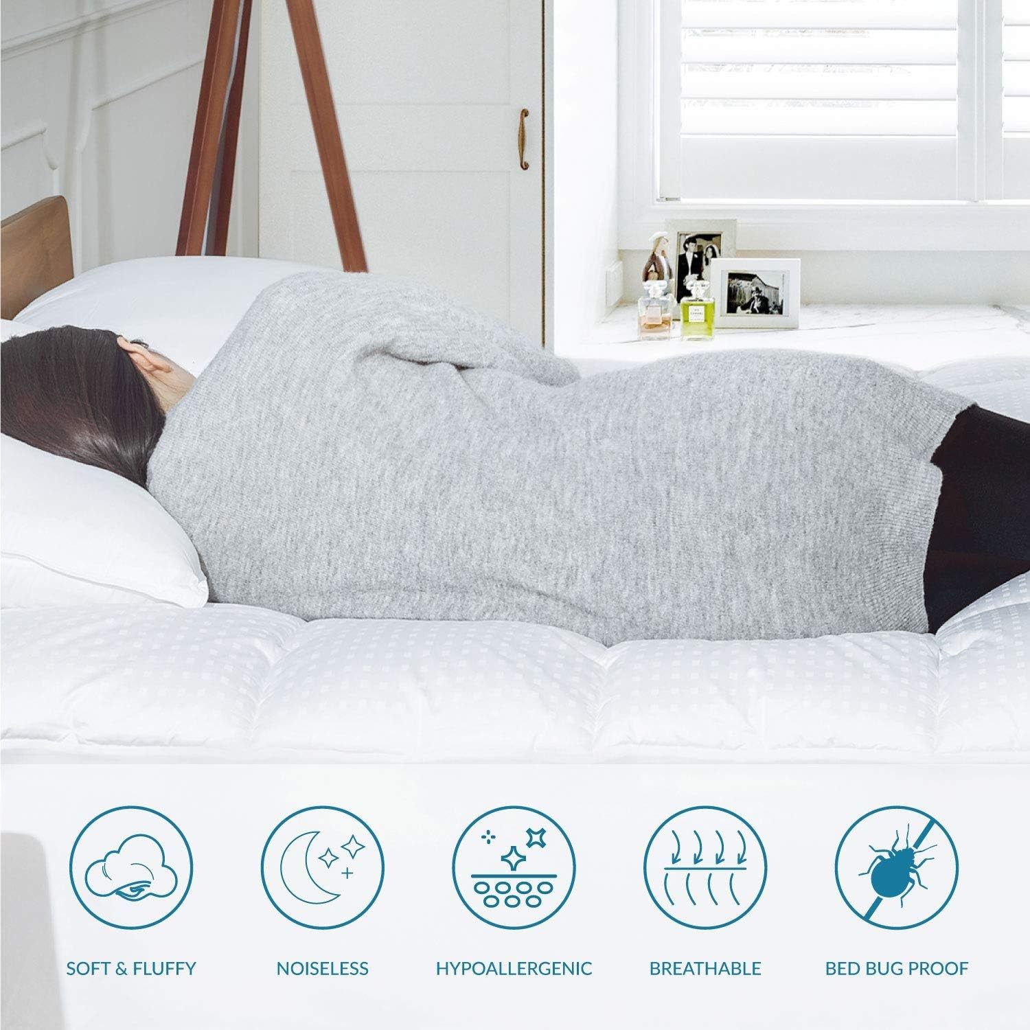 Cotton Mattress Pad, Upgraded Thick Breathable Quilted Fitted Mattress Cover with Deep Pocket (8"-18"), Extra Soft down Alternative Filled Mattress Topper (Twin)