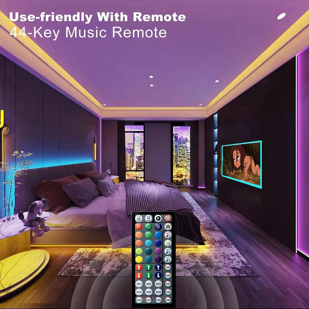 Smart APP Control Music Sync RGB Color Changing Led Strip Lights - 30Ft for Bedroom, Kitchen and Party
